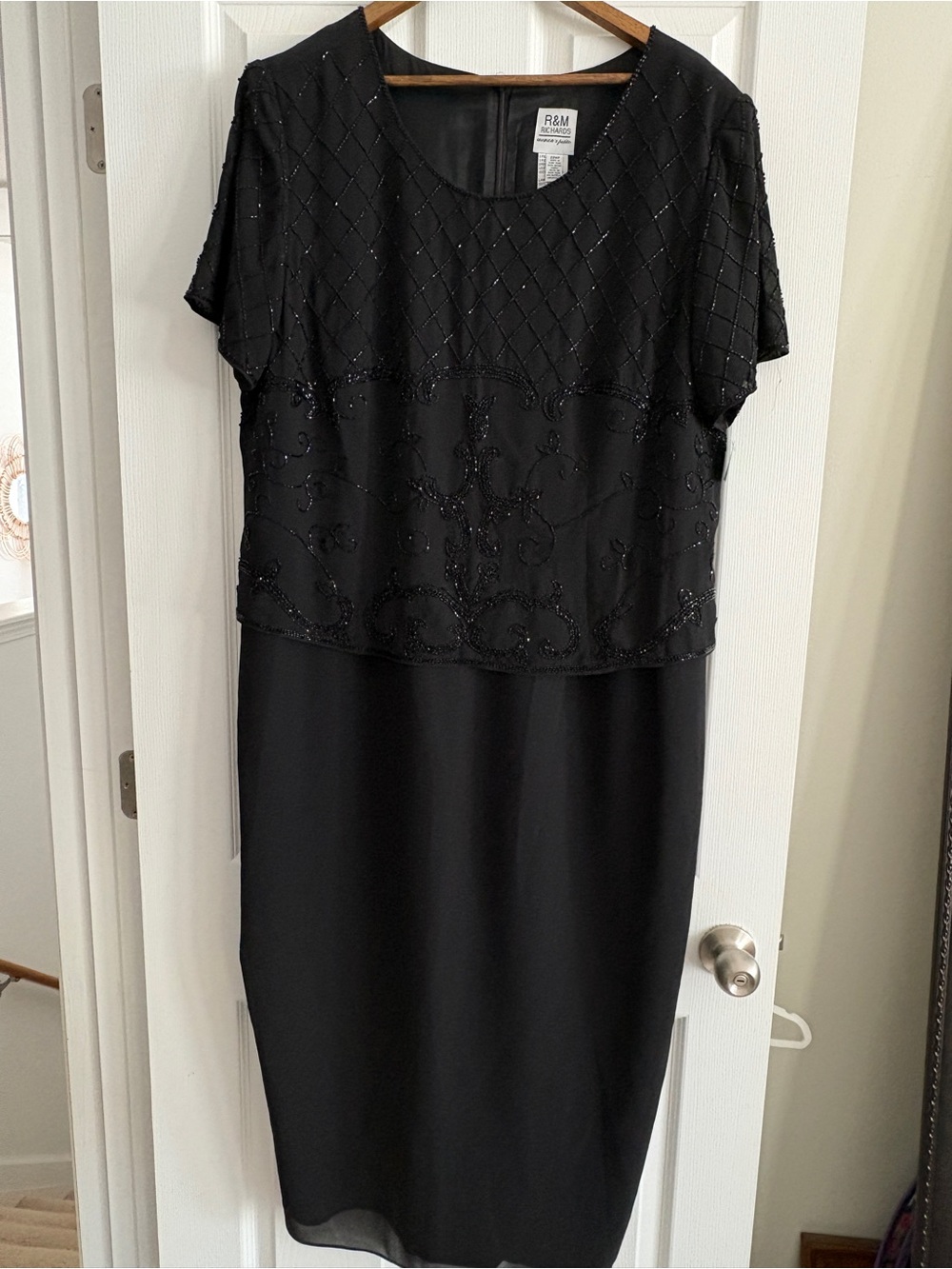 R&M Richards Black Beaded Midi Dress